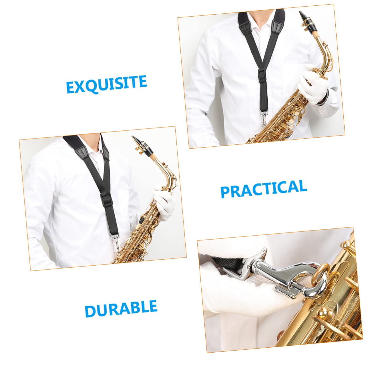 Abaodam 3pezzi Regolabile Per Saxofono Tracolla Comfort Per Tenore e Soprano Gancio Per Musicisti
