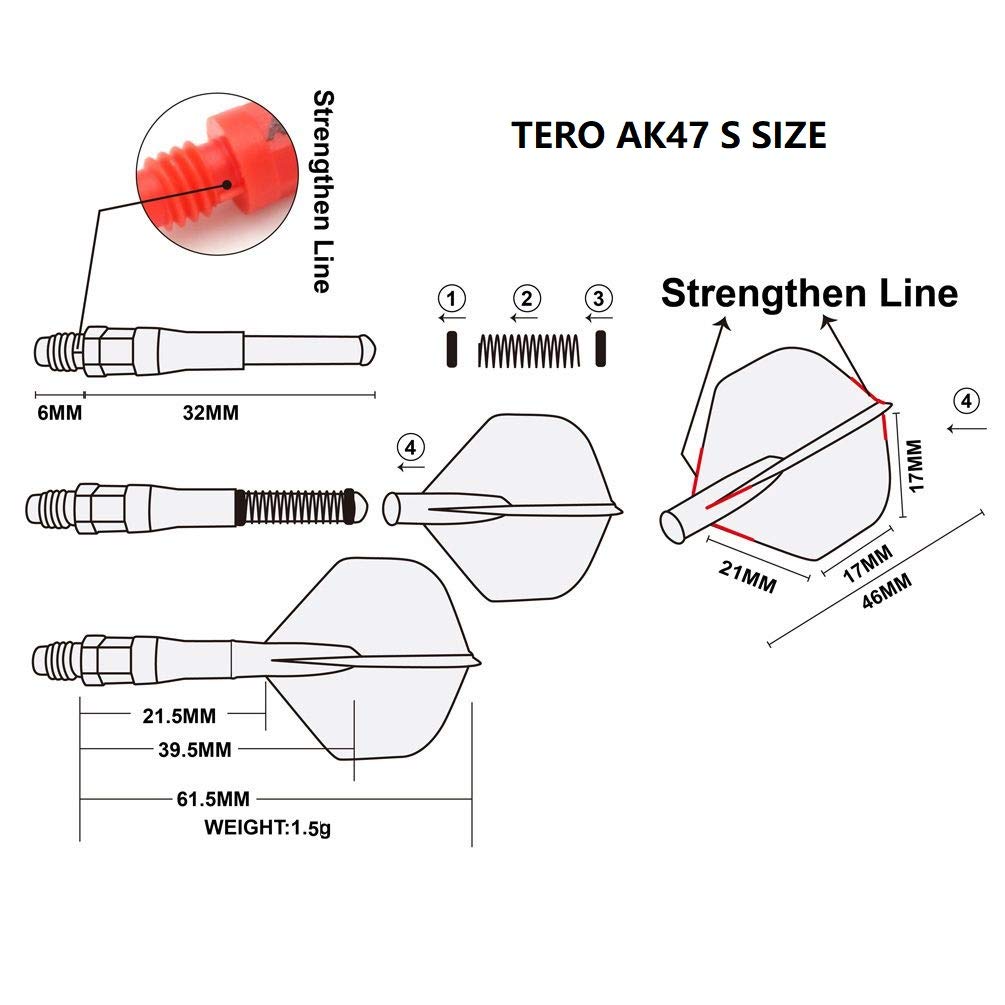 CUESOUL TERO AK7 Dart Shafts Resorte telescópico Incorporado, Juego de 4 Piezas — view 6