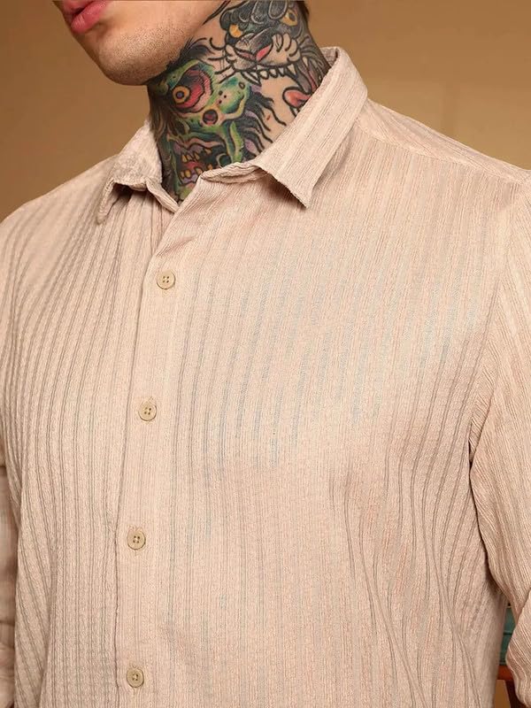 Image of DEELMO Men's Regular Fit Solid Soft Touch Textured Shirt || Casual, Formal and Bussiness Wear || (Available in Plus Size)