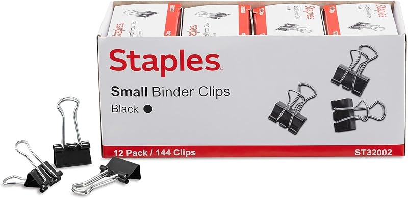 Binder Clips, Small, 0.38 Inch Capacity, Black, 144 Pack | Compact clips secure documents and notes for everyday office use.