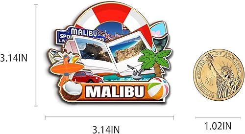 Miniatura 3 de Imán de madera para nevera, diseño 3D, diseño de Malibú, California, Estados Unidos, decoración de recuerdos coleccionables, hecho a mano