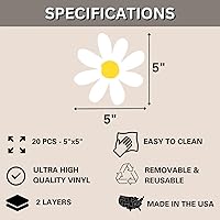Vista 5 de Calcomanías de pared con diseño de margaritas blancas, calcomanías de pared de margaritas grandes, calcomanías florales para niños, niñas
