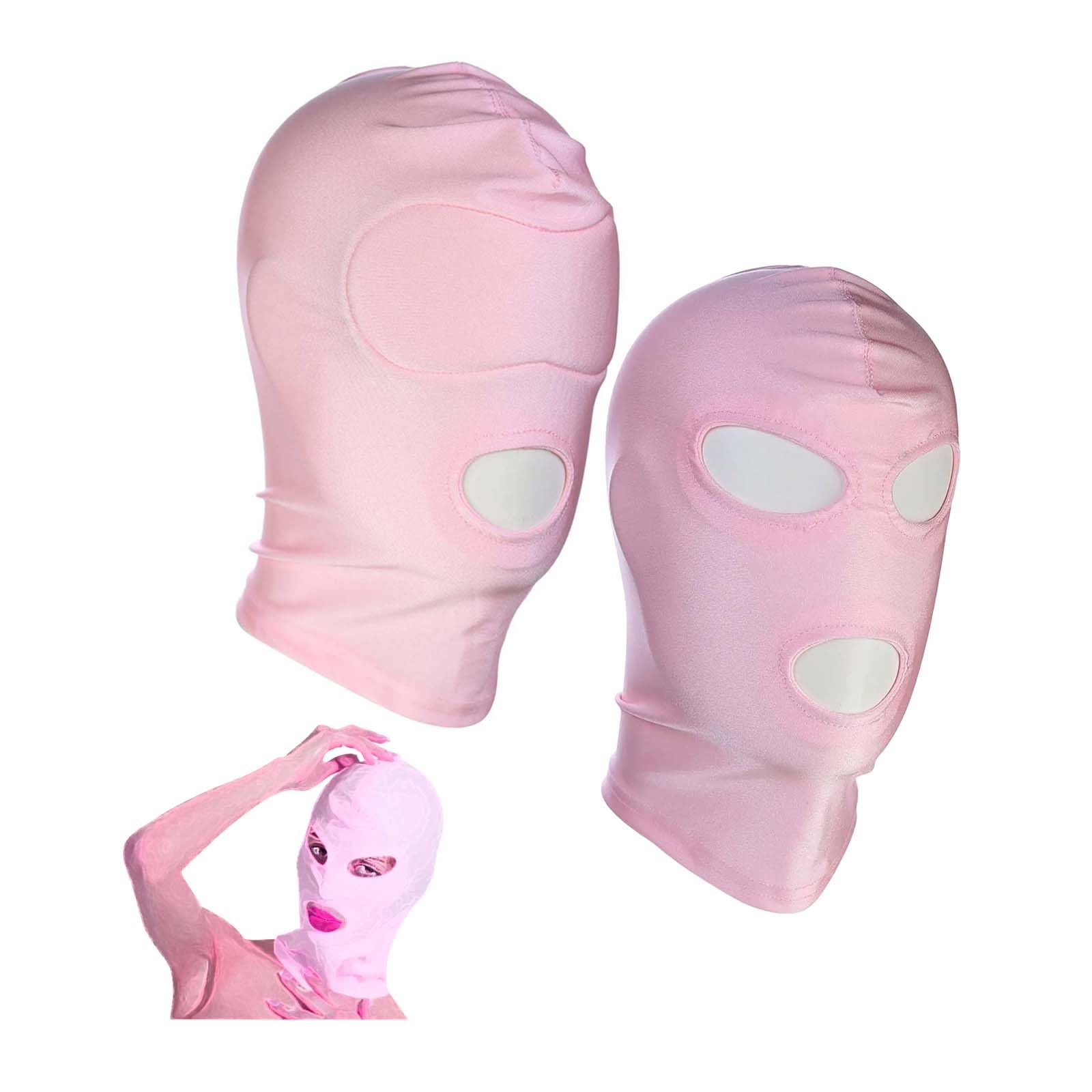2pcs Large Restraint Head Mask Role Play Hood for Party and Sexual Bedroom Game -B07UK (Pink)