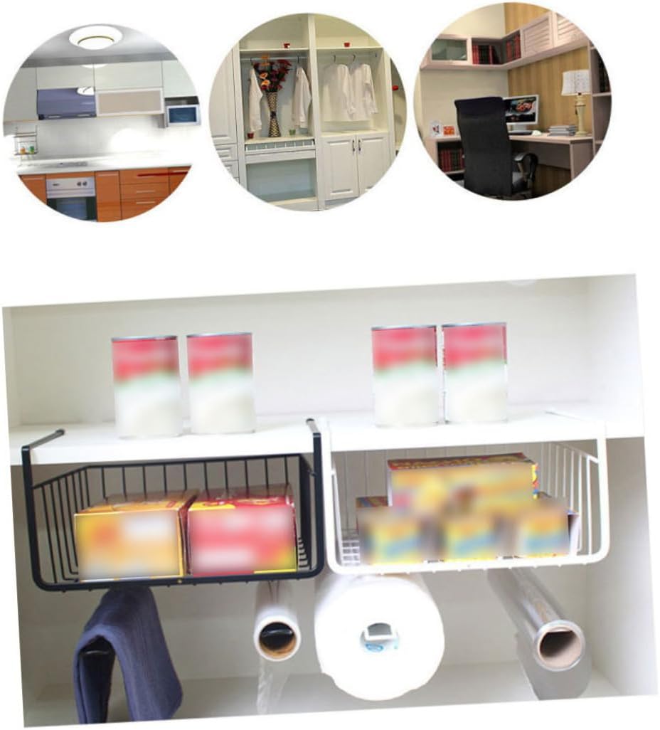 PRETYZOOM 2pcs White Cabinet Storage Shelf Simple under Table Organizer Rack Layered Partition Design for Kitchen Home Use Heavy-duty Material Easy Installation