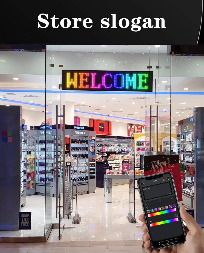 Image of ZADON Flexible LED Matrix Panel | Programmable Display Screen with App & Remote Control | Scrolling Text & Animation LED Board for Shop, Car & Advertising | Multiple Sizes (Extra Large- 90x20 Cm)