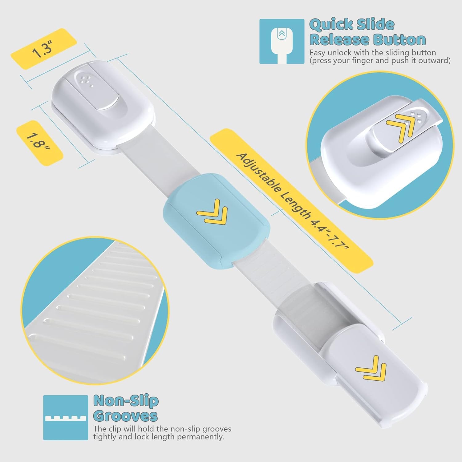 Safer Giggles Cupboard Lock Strap 6 Pack, Child Safety Cabinet & Drawer Locks - Image 3
