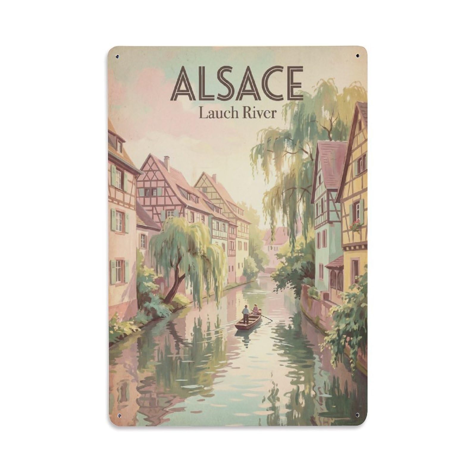 Gead 8X12inch Style Vintage Travel France River Metal Tin Sign