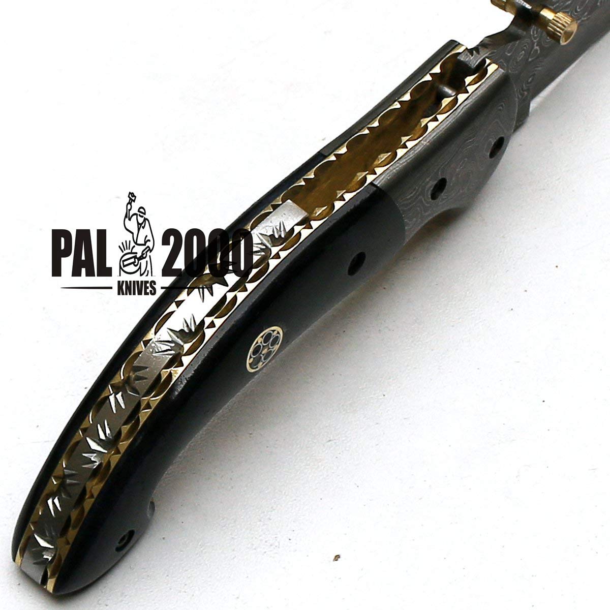 8736 Coltello tascabile in acciaio damasco fatto a mano con fodero legale per trasportare meno di 7 cm Lama
