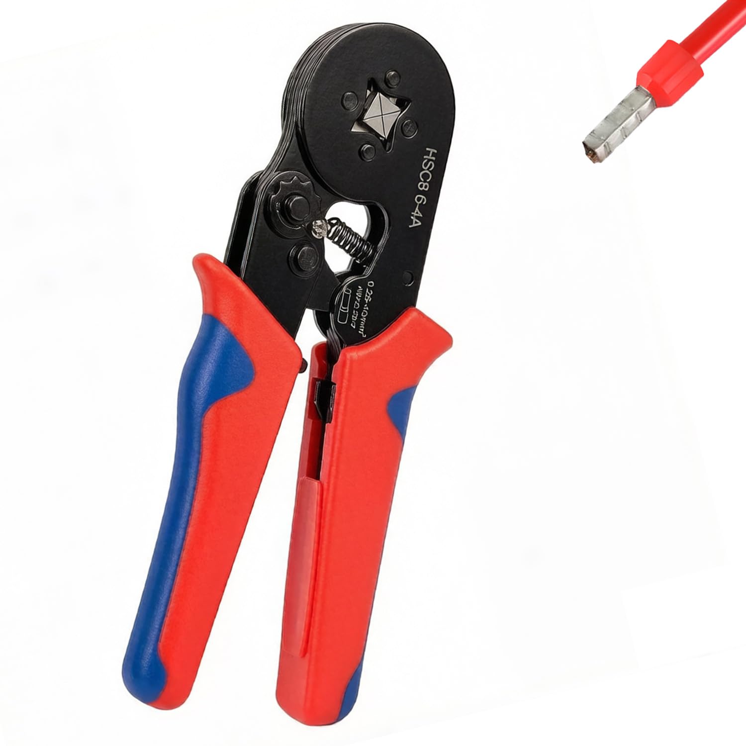 Ferrule Crimping Tool, Self-Adjustable Ratchet Bootlace Ferrules Crimper Pliers, Wire Crimping Tool for AWG23-7 (0.25-10mm²) Terminals – Ergonomic Hand Crimping Tool for Electricians