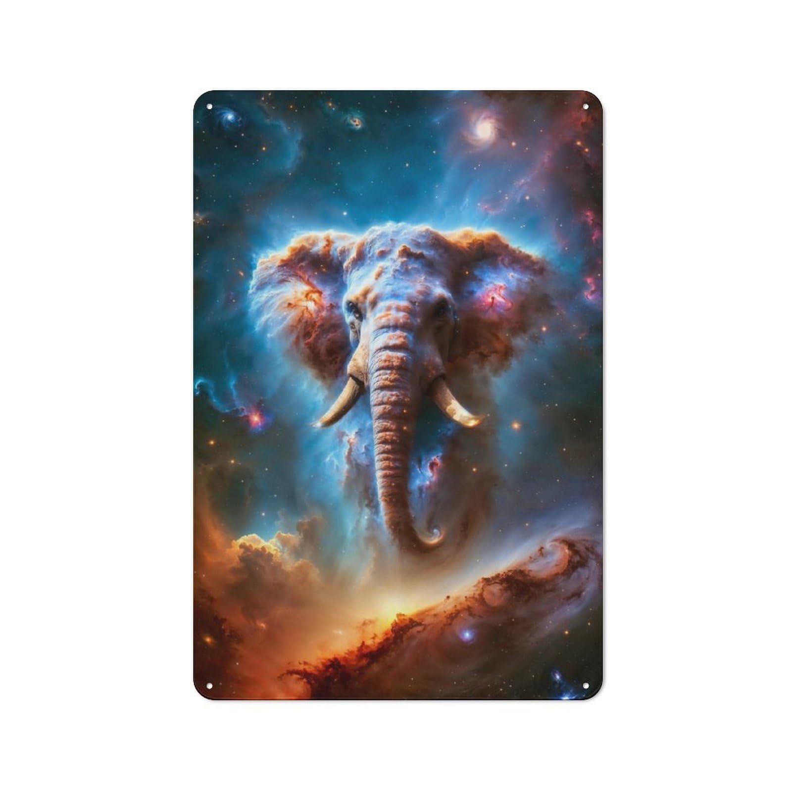 Junmoney Cosmic Elephant Nebula Rustic Tin Sign 30X20cm For Café Or Restaurant, A Decorative Christmas Gift For Hospitality Interior Collectors