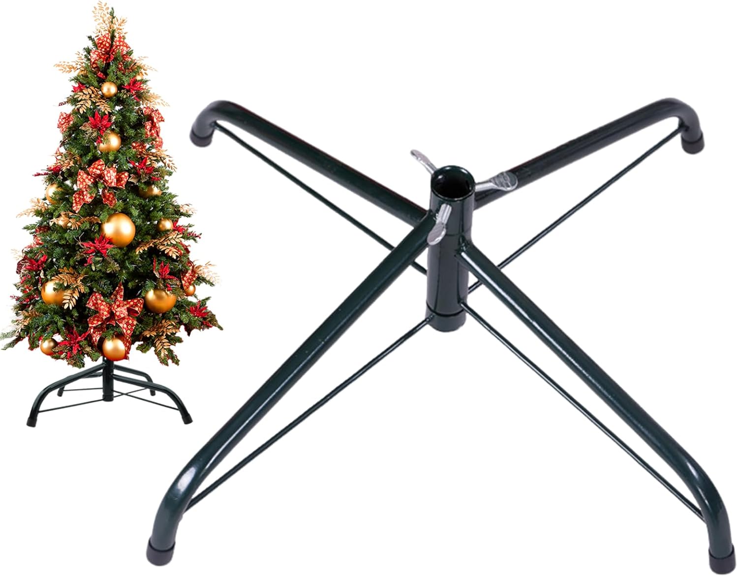 ToKinCen 19.7" Christmas Tree Stand Foldable 4 Foot Base Iron Metal