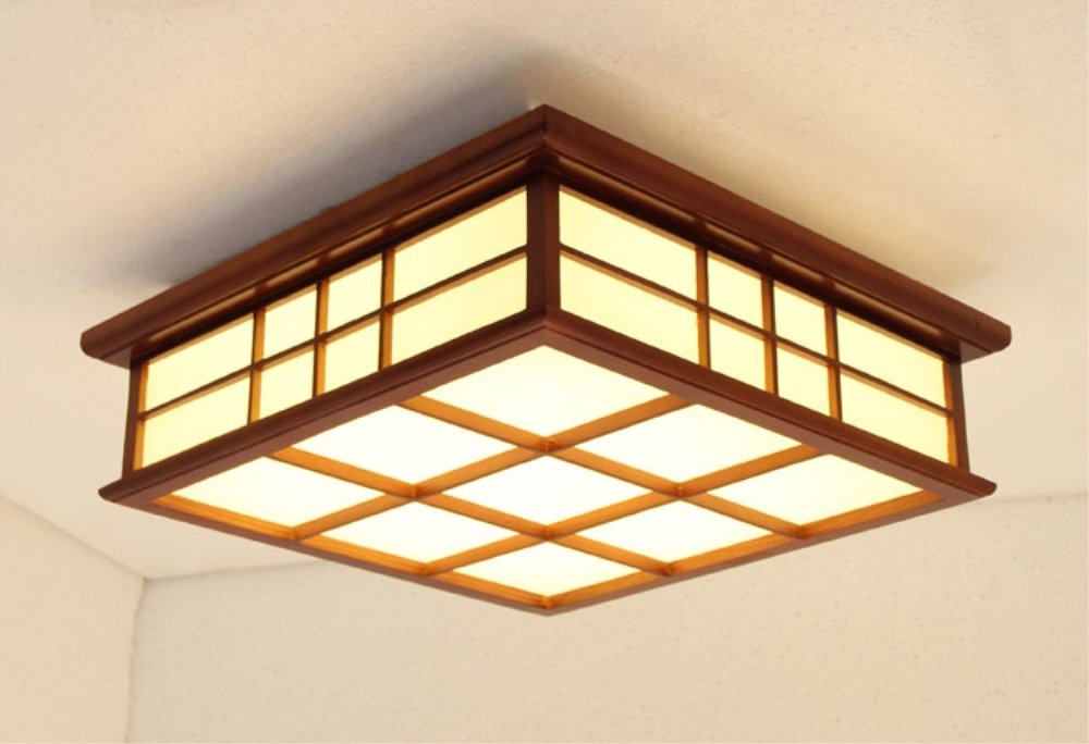 Lámpara De Techo Caoba Techo Lámpara De Madera Luz Cuadrada Techo Luz Simple Estilo Moderno LED Techo Luz Sala De Estar Dormitorio Balcón Luz Interior (Color : Luz Calida, tamaño : 55CM)