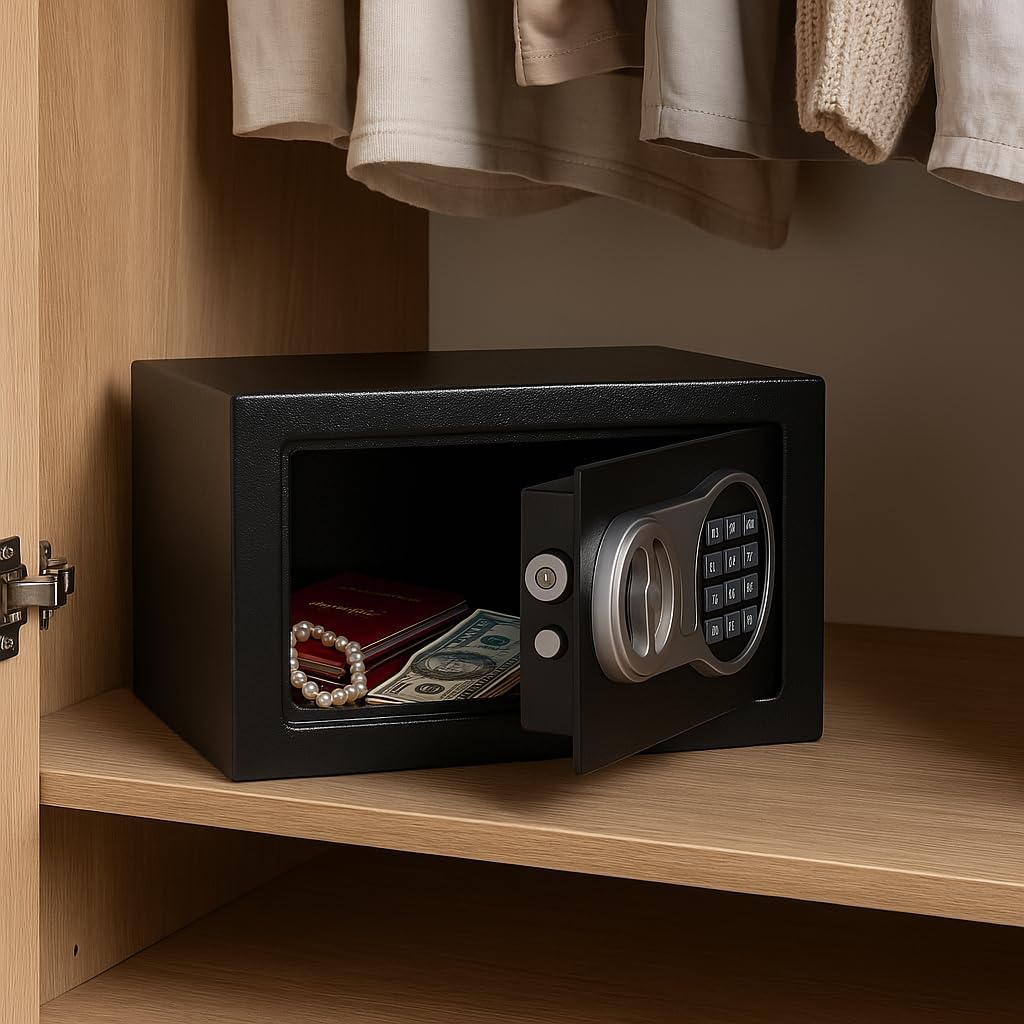 XSQUO Electronic Safe open in a closet