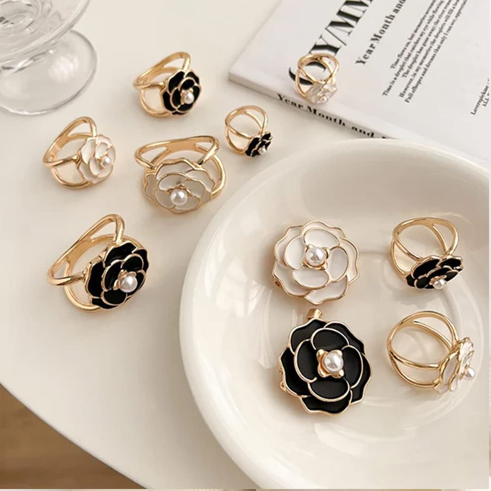 4-Piece Elegant Pearl Floral Scarf Ring Clips – Adjustable Scarf Buckles For Silk Scarves & Shawls - View #8