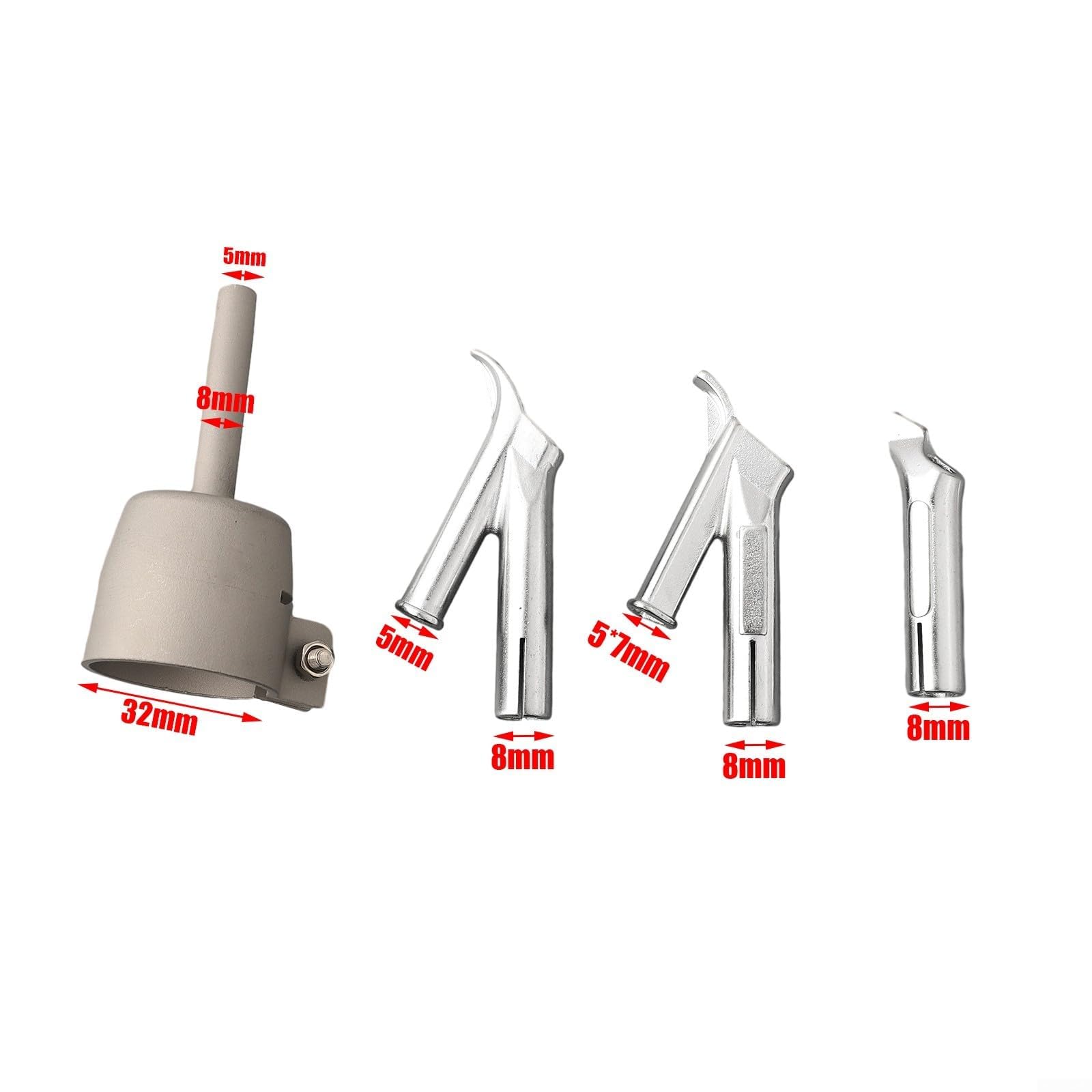 4pcs Welding Tip Nozzles For Plastic Hot Air Welding Round Triangular Speed Welding Nozzle(32mm)