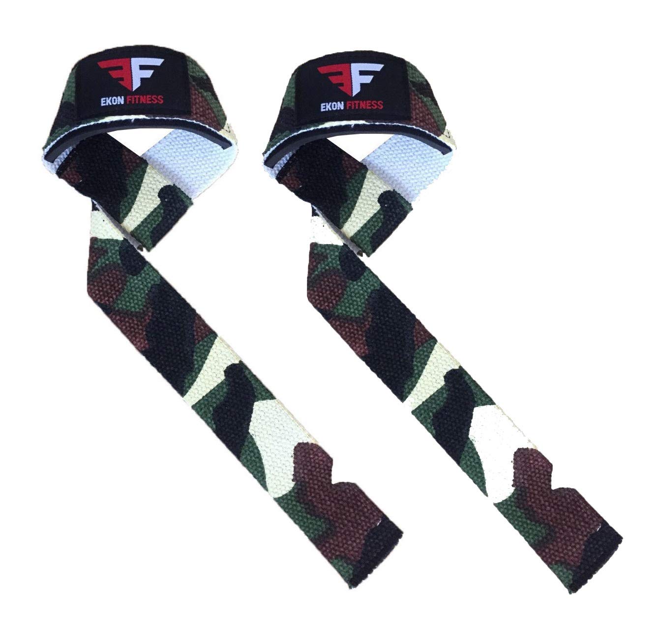 EKONWeight Lifting Gym Deadlift Straps Wrist Support Straps (Camo/Green)
