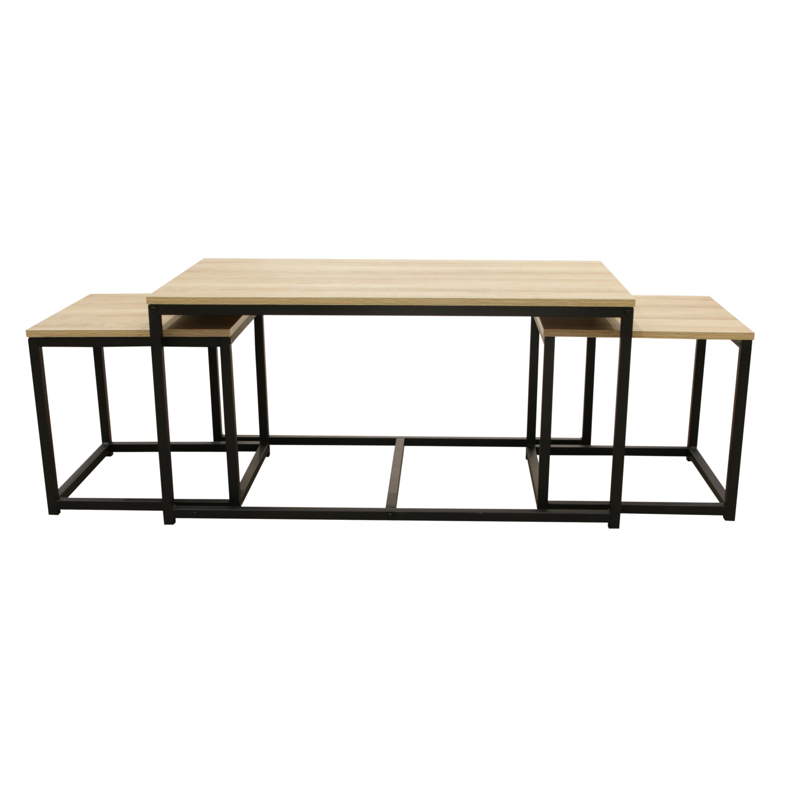 HOME DECO FACTORY - HD6579 Table Basse Industrielle Chic 3 Modules Seattle - Conçu pour Mobilier Bureau Gain de Place - Bois MDF et Métal - Dimensions 90 x 50 x 45 cm - Couleur Noir
