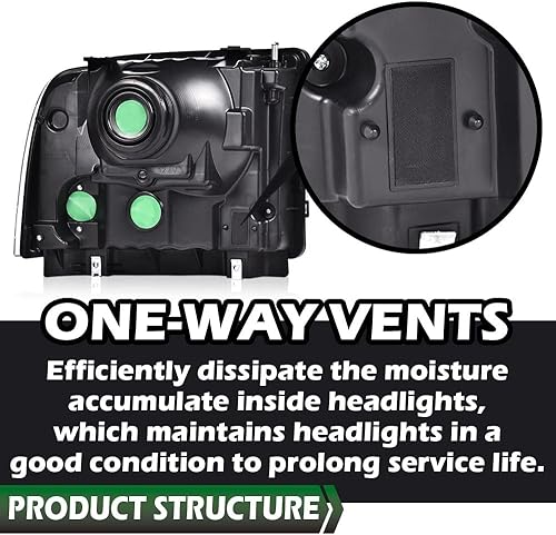 Miniatura 8 de GRAND ORANGE Conjunto de faros delanteros compatible con Ford F250 F350 F450 F550 Super Duty 1999-2004  Compatible con Ford Excursion 2000-2004