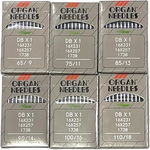 Miniatura 5 de 60 agujas industriales de órganos DBX1 en varios tamaños 9, 11, 13, 14, 16, 18 agujas para máquina de coser de órganos japoneses compatibles