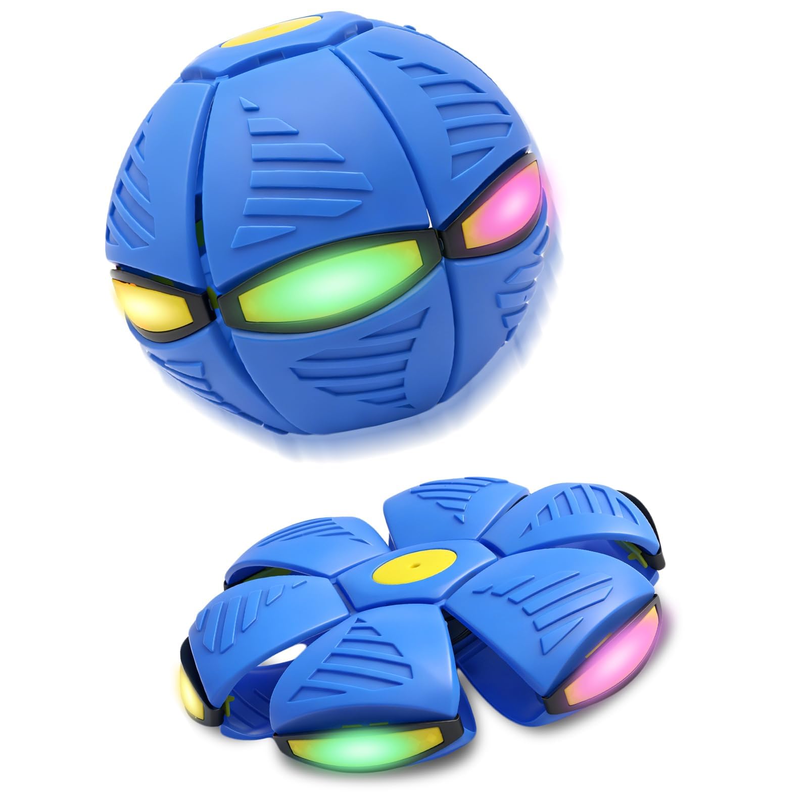Dongcill Platillo Volador mágico, Nueva Bola mágica de 2026 con 6 Luces, platillo mágico de Doble Forma, Pelota saltarina para estimular los Reflejos Motores, Juguete para Perros