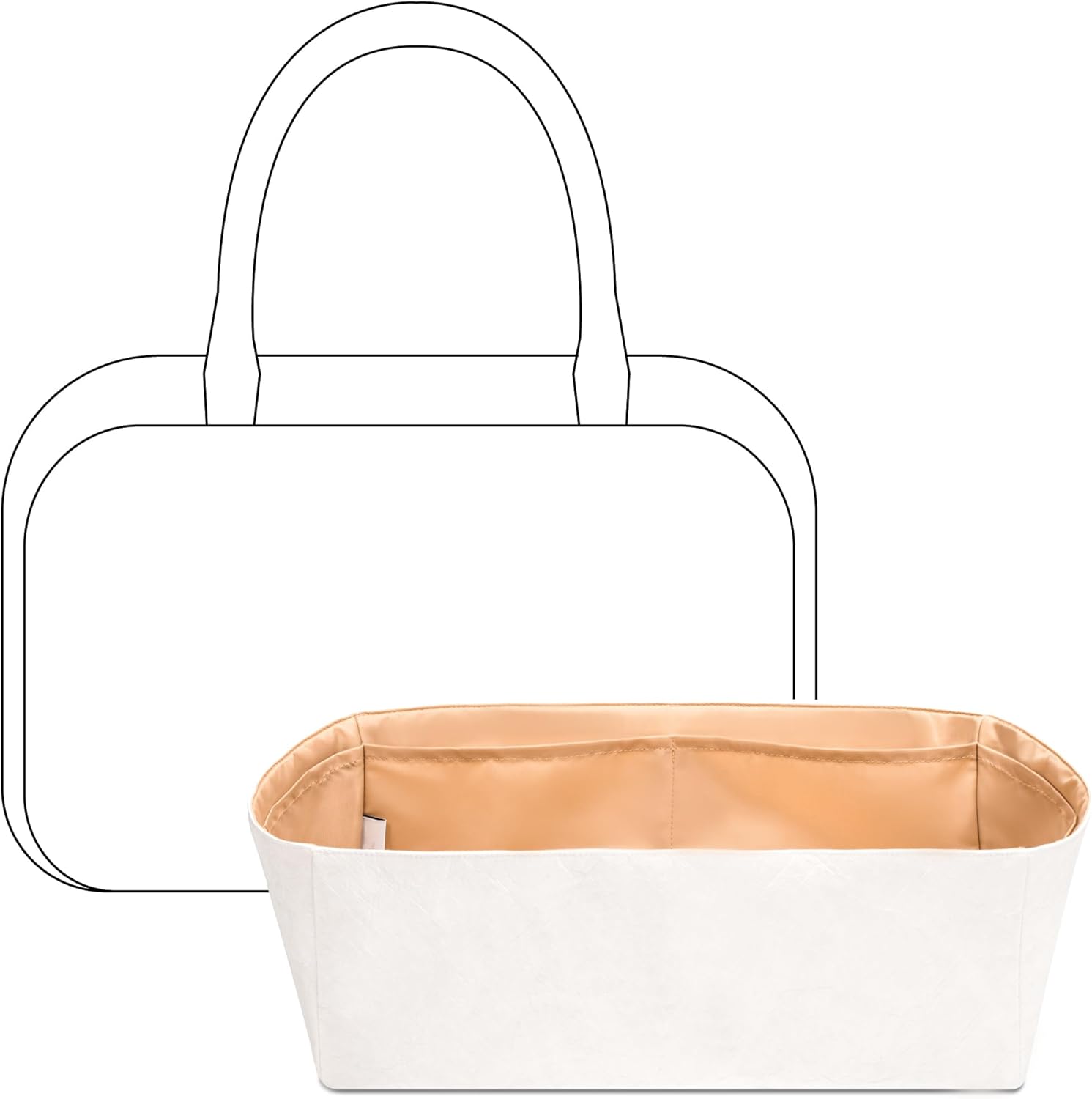 Tote Bag Organizer Insert for MiuMiu Beau L Handbag, Custom Fit Inside Premium Vanile Lightweight WaterResistant Purse Insert