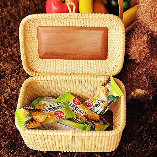 Teng Tian Nantucket Basket Basket Tea Fruit Basket Handicraft Storage Basket Desktop Organizer Woven Rattan Handwoven Rattan Storage Basket Set With Lid For Shelves And Home Organizer Bins #TOP1