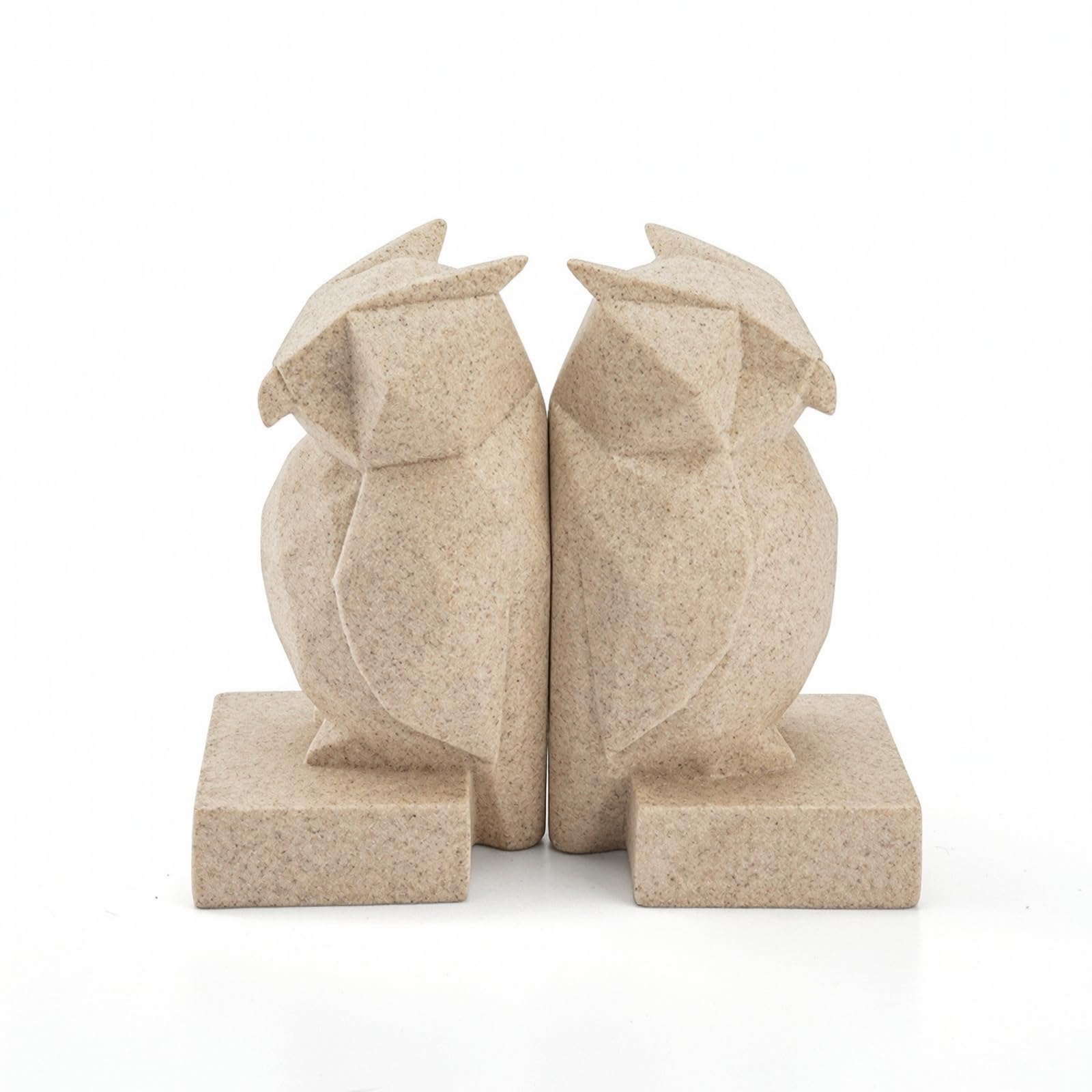 Buchstütze Moderne Skulptur Buchstützen Bücherstützen Buchhalter Harz mit Steinähnlicher Struktur Robuste Standfläche Kompakte Maße für Dichte Fächer, Beige