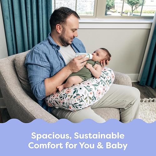 Miniatura 6 de Boppy Almohada de lactancia  Botella ergonómica y almohada de lactancia con cojín alto, firme y grande, repelente al agua con funda lavable Baby