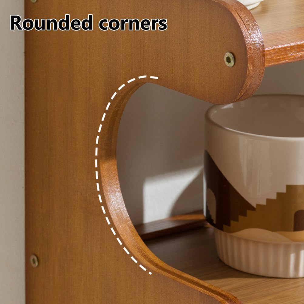 3-Tier Mug Display Holder, Coffee Station Organizer, Kitchen Counter Shelf for Tea Coffee Bar Accessories, Matcha Stand, Cup Display, Condiment Storage Rack,Brown