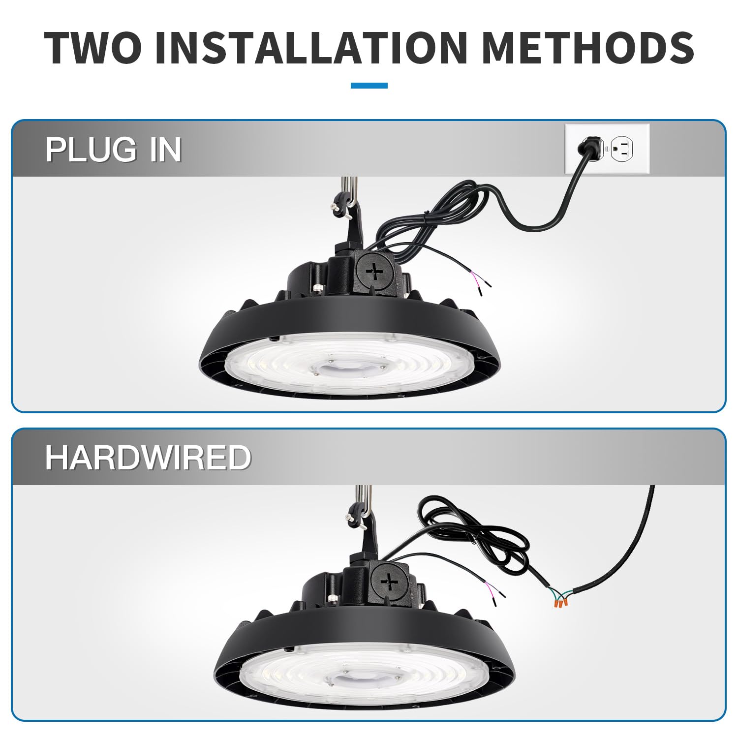 8 Pack UFO LED High Bay Light With Motion Sensor 150 200 240W 21000 28000 33600lm 2CCT 4000K — view 3