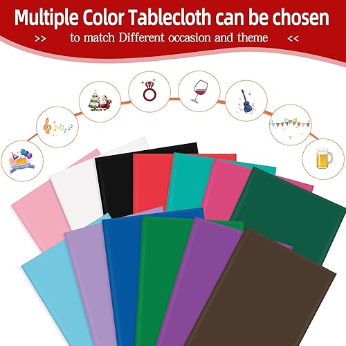 Miniatura 7 de Paquete de 6 manteles de plástico desechables rectangulares de 54 x 108 pulgadas, manteles de plástico negros para fiestas