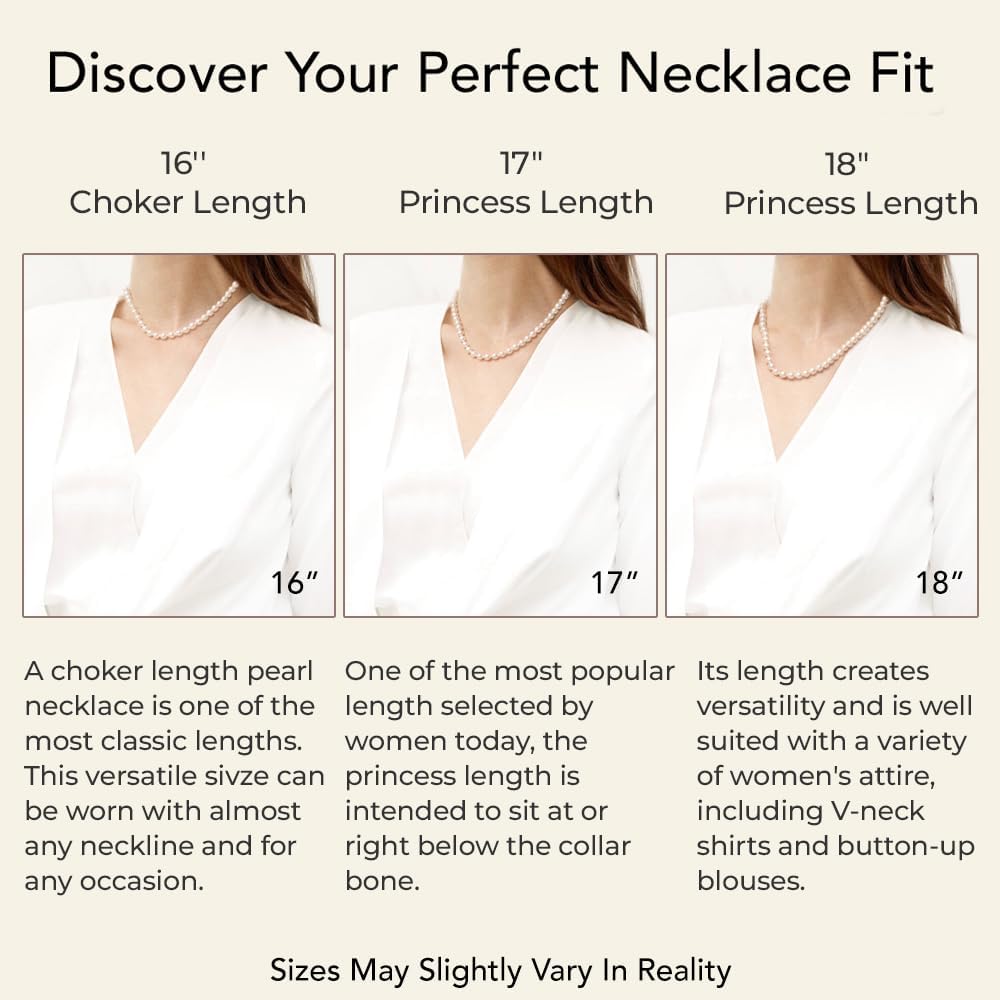 The Pearl Source Freshwater Pearl Necklace for Women, 6.5-7.0mm Multicolor Cultured Pearl, AAA Grade, Sterling Silver, Classic Fine Jewelry Gift for Women