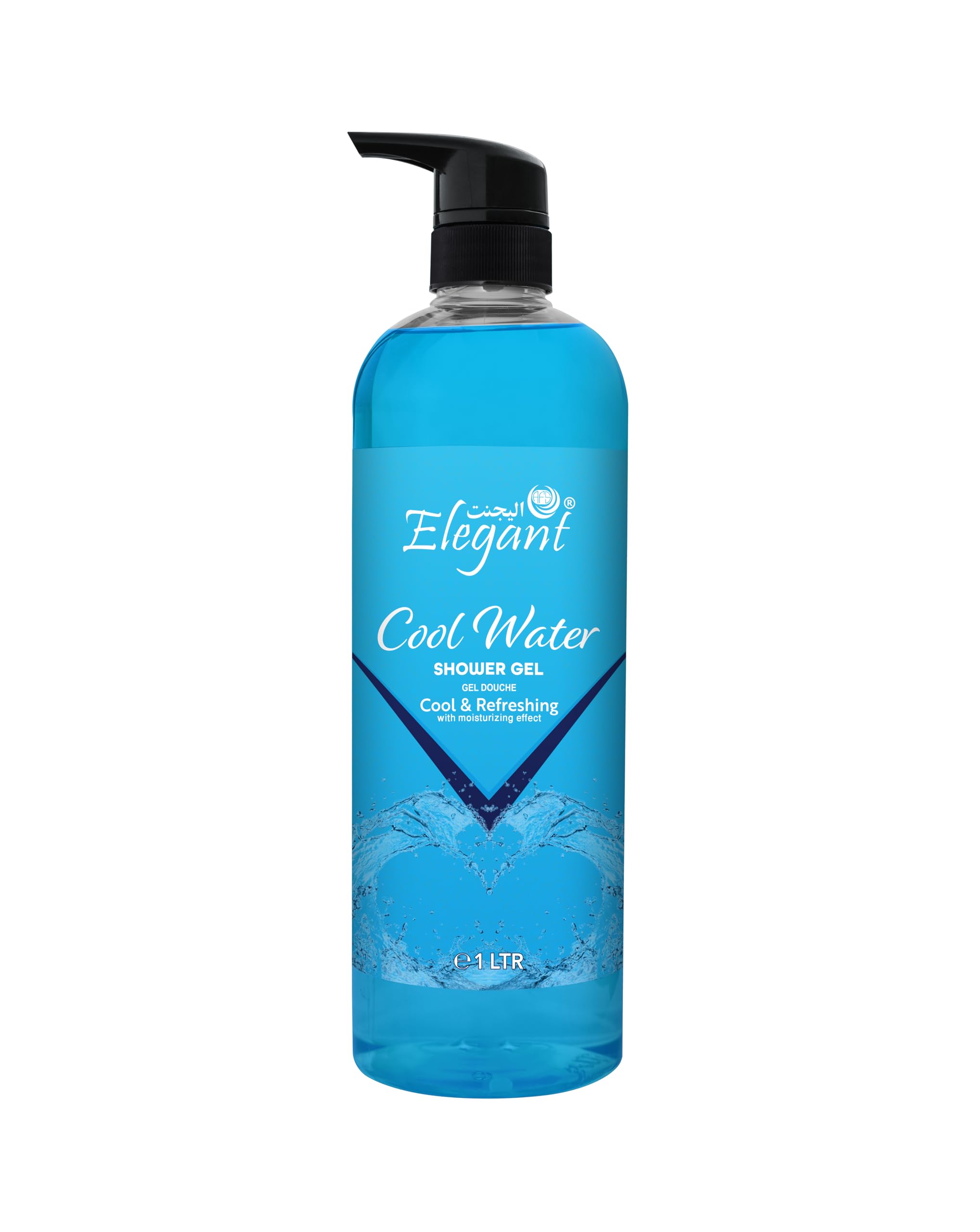 Elegant Shower Gel | Cool Water | 1 Liter | Rejuvenating Body Wash by Elegant, Long-Lasting Fragrance | Paraben Free, For All Skin Types & Daily Use