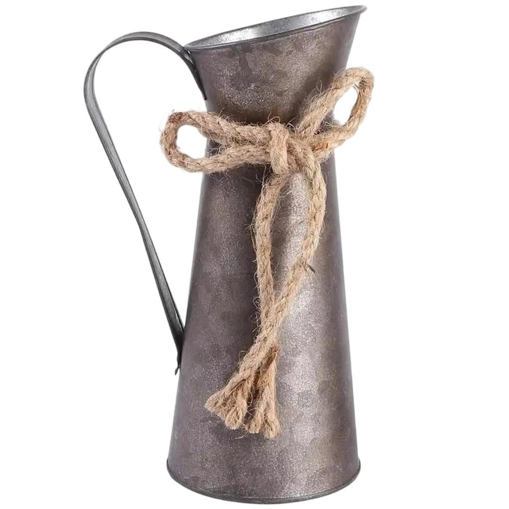 hzzsbu Vintage Flower Vase, Chic Vase Metal Vase Rustic Milk Jug Pitcher Decorative Flower Vase Farmhouse Decor for Home Kitchen Office