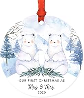 Vista 96 de Andaz Press Adorno de recuerdo de Navidad de metal redondo personalizado para la familia, My First Christmas As Gigi 2024, acuarela de osos polares