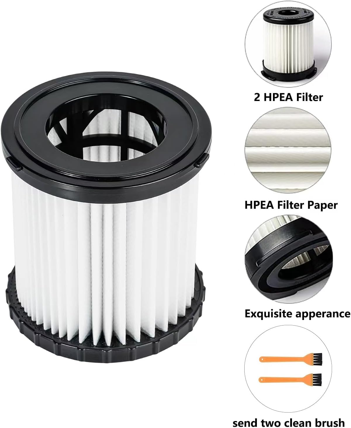 Paquete de 2 filtros de repuesto para aspiradora húmeda/seca DCV5801H compatibles con DCV580 y DCV581H, lavables y reutilizables