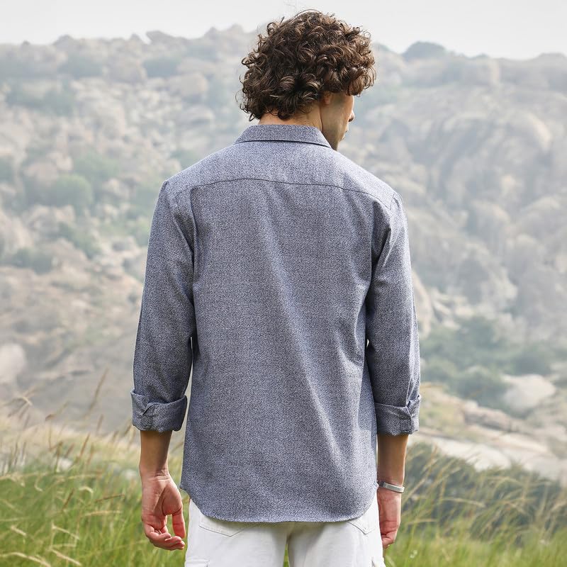 Image of CAHOOT Men's Shirt for Casual Wear | Spread Collar | Long Cuffed Sleeves | Button Closure | Shirt Crafted with Comfort Fit for Everyday Wear