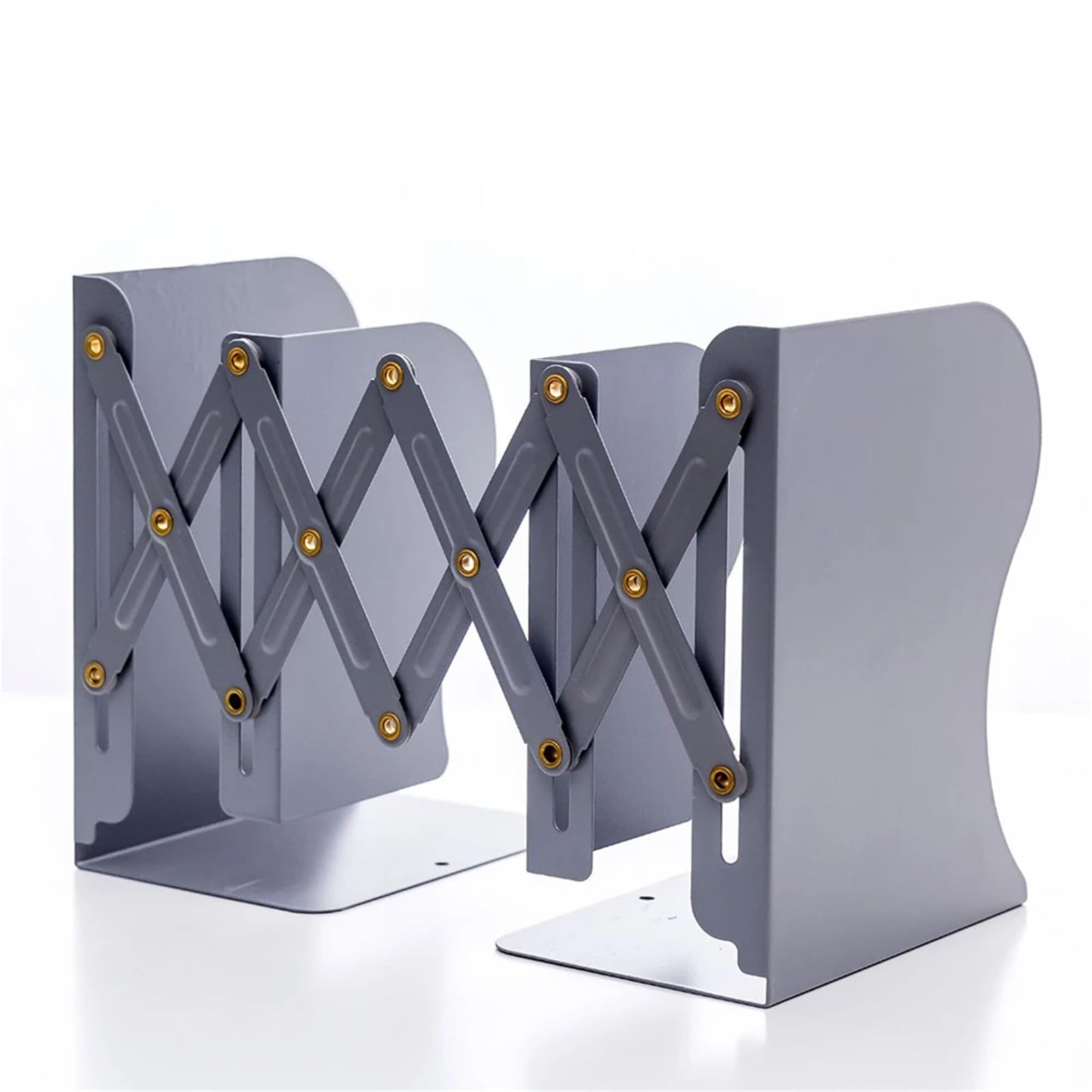 Buchstütze Teleskop-Bücherständer, Klappbares Bücherregal, Metall-Bücherständer, Skalierbare Metall-Buchstützen, Schreibtisch-Buchorganisation, Studentenbedarf(White A)