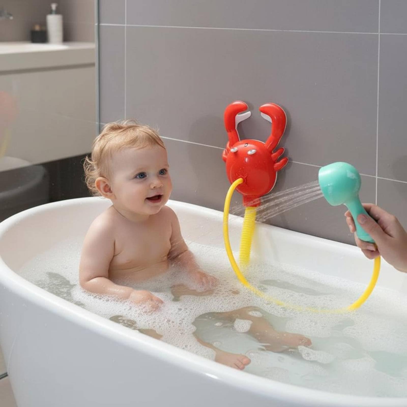 Kids Bath Spray Rociador Infantil para Baño Juguete Eléctrico con Modo Ducha y Chorro Compatible con Aros de Piscina Ventosas Resistentes Acabado