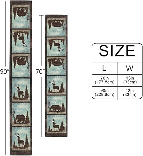 Miniatura 4 de Camino de mesa de invierno con pájaros de 13 x 70 pulgadas, bufanda de mesa de nieve con ramas de acebo de Navidad, mantel de madera vintage,