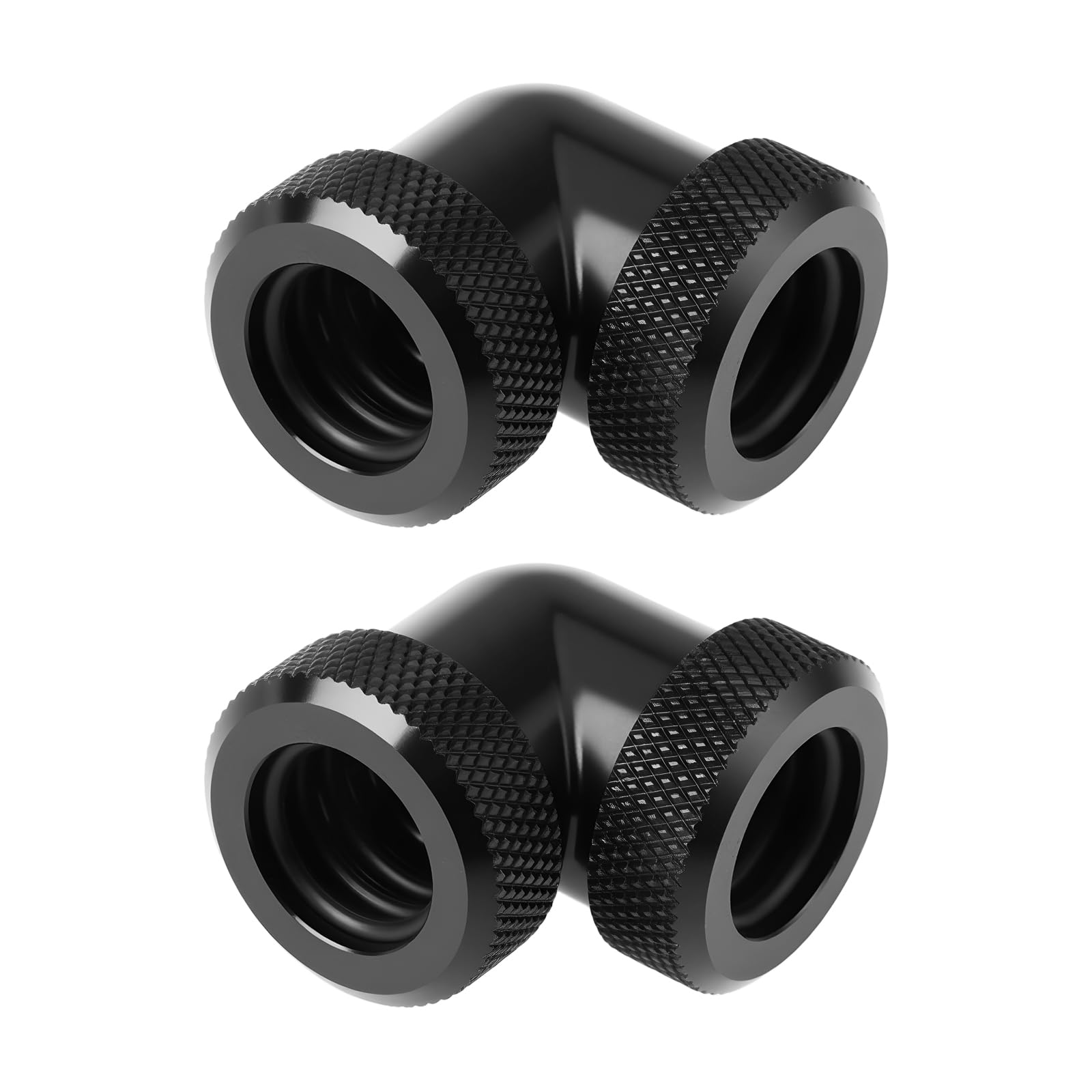 AS Axis Spindleon 2Pcs 90 Degree Rotary Extender Brass Adapter for Water Cooling System 14x18x32mm Black