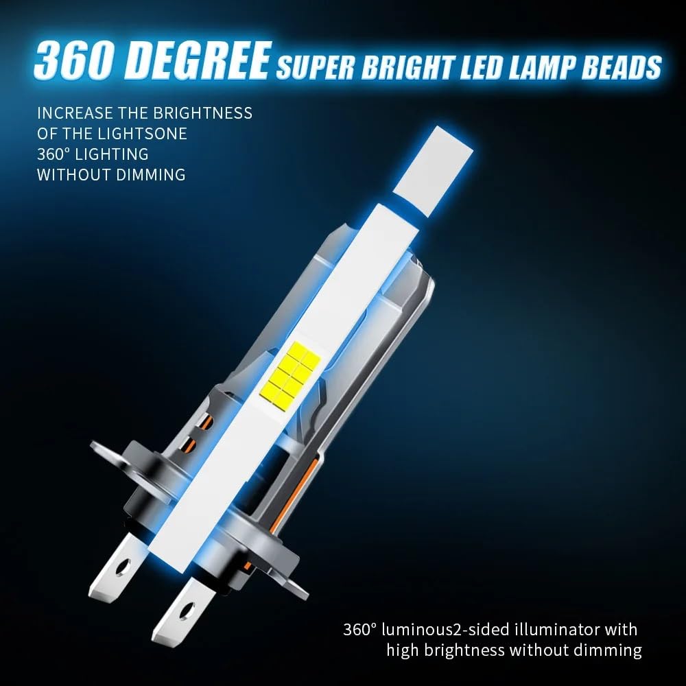 2 Bombillas LED H7 for Faros Delanteros de Coche, minibombillas de 54 W, 20 000 LM, 6000 K, CSP, for lámparas LED de automóviles