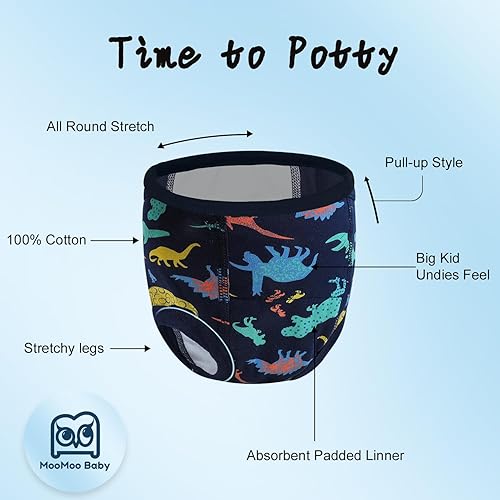 Miniatura 3 de MooMoo Baby Potty Training Underwear 10 Packs Absorbent Toddler Training Pants for Boys and Girls Cotton Pee Pants 2T-9T