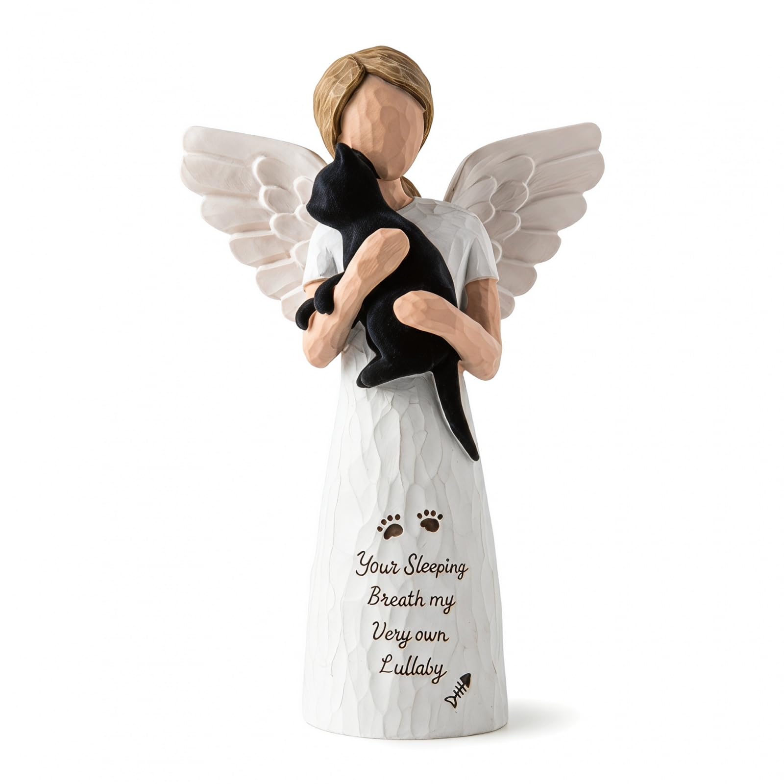 Solvio Black Cat Memorial Gifts for Women, Angel Cat Statue Pet Loss Sympathy Gift, Resin Cat Ornaments Remembrance Figurines for Cat Lovers Home Decor