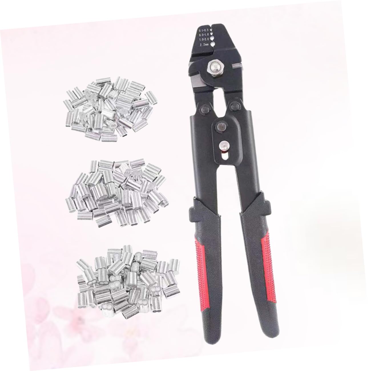 VILLCASE Pinza Crimpatrice per Funi Metalliche con Manicotti a Doppia in Alluminio, 180 Pezzi, 4 Posizioni di Crimpatura