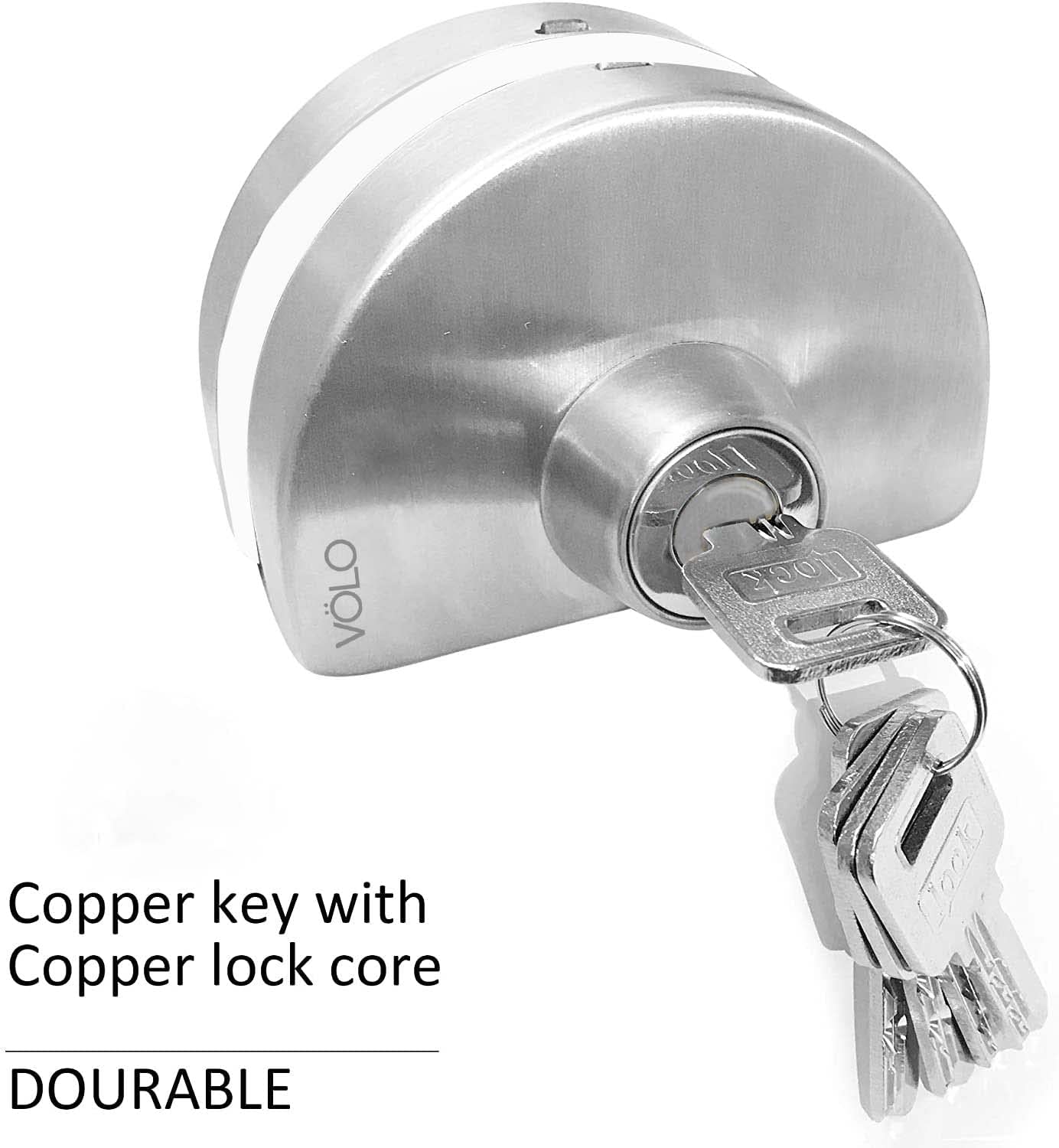 Volo Glass Door Lock (Glass to Wall Door Lock), Silver, Stainless Steel 3