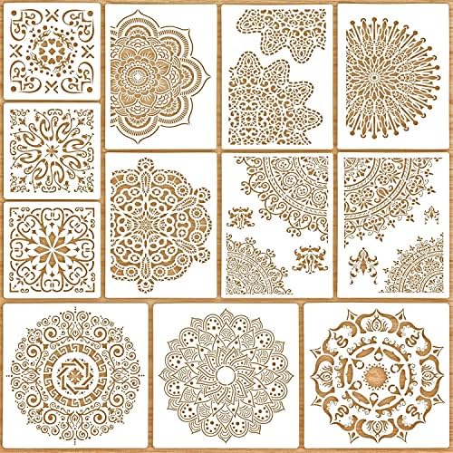 Reusable Mandala Stencils Set Of 6 - 6x6 Inch Painting Templates For Walls, Floors & Furniture