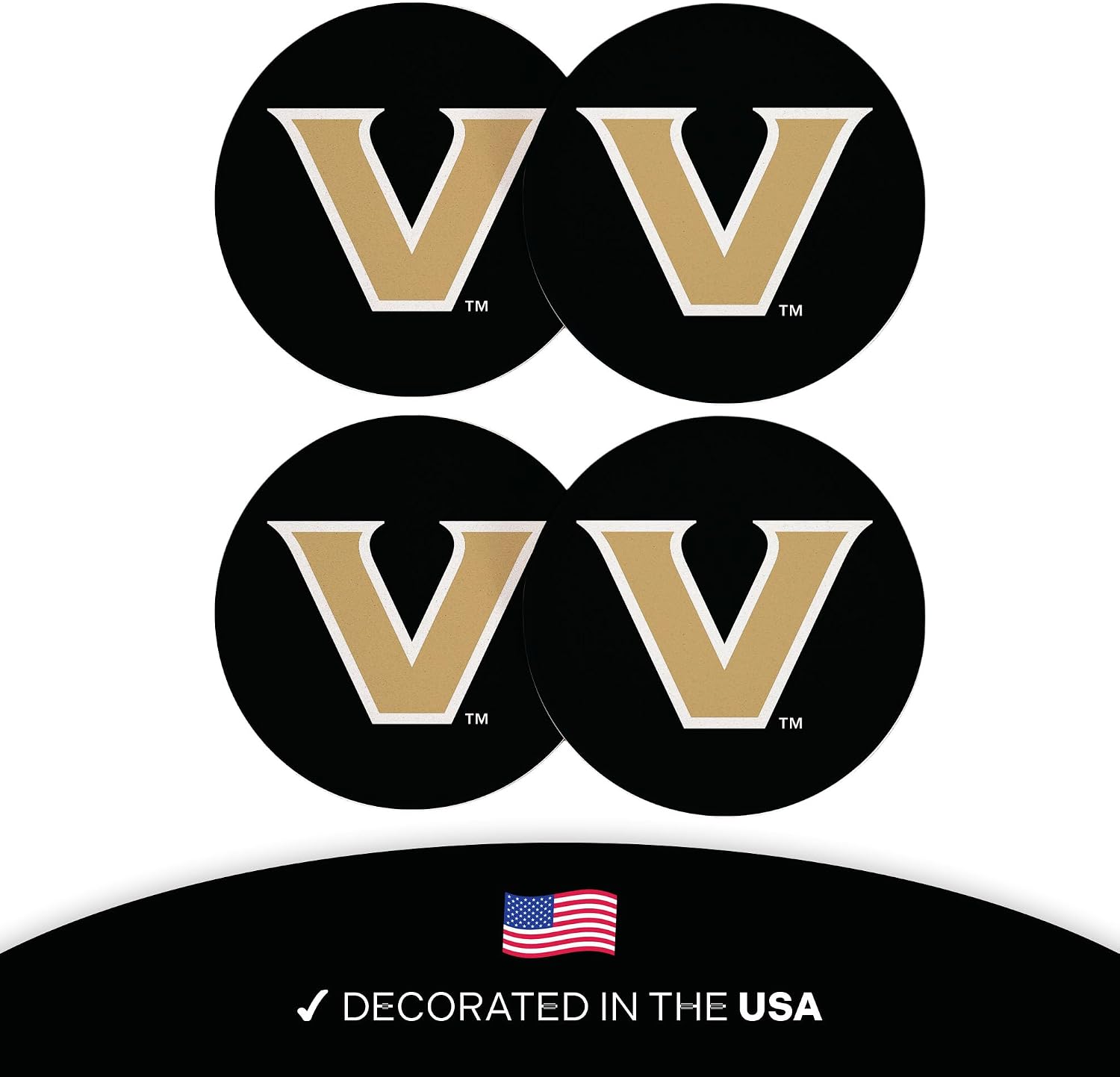 Desert Cactus Vanderbilt University Circle Ceramic Coasters 4 Pack Commodores VU Absorbent Drink Coasters with Cork Backing (Design A)