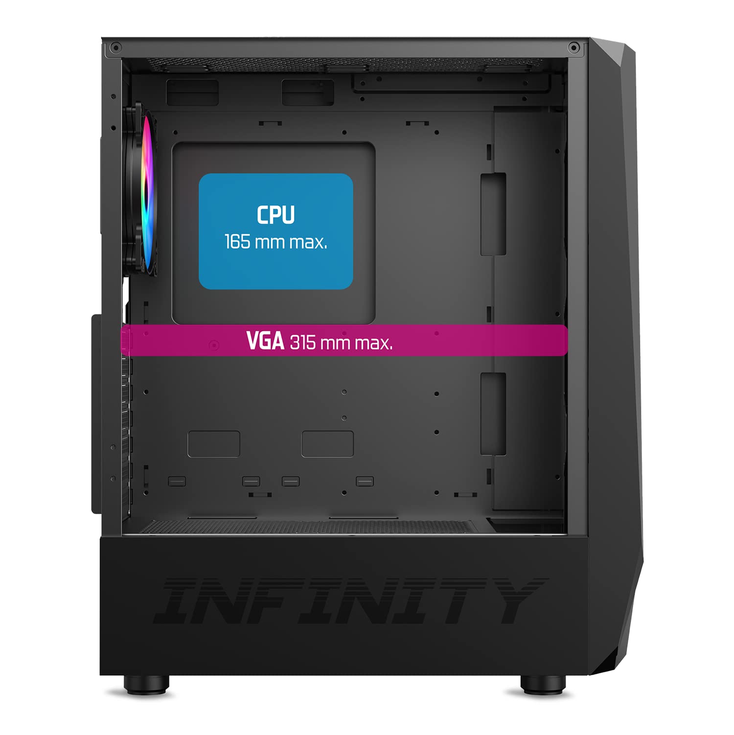 Spirit Of Gamer - INFINITY ARTIC | Case PC Gaming ATX | Case Mid Tower RGB con Pareti Laterali in Vetro Temperato | Compatibile con ATX, Micro ATX, ITX | 2 Ventole per PC da 120 mm con 1 ARGB