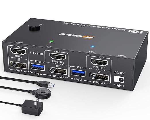 4K@144Hz KVM Switch 2 PC 2 Monitor 8K